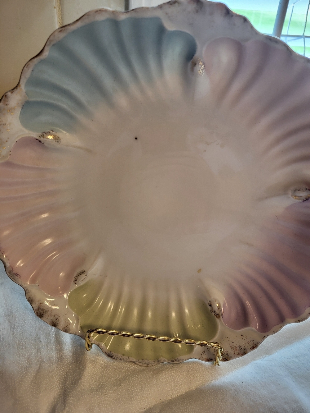 Stamped Antique 1800s KPM 6 Color Shell Design Bowl